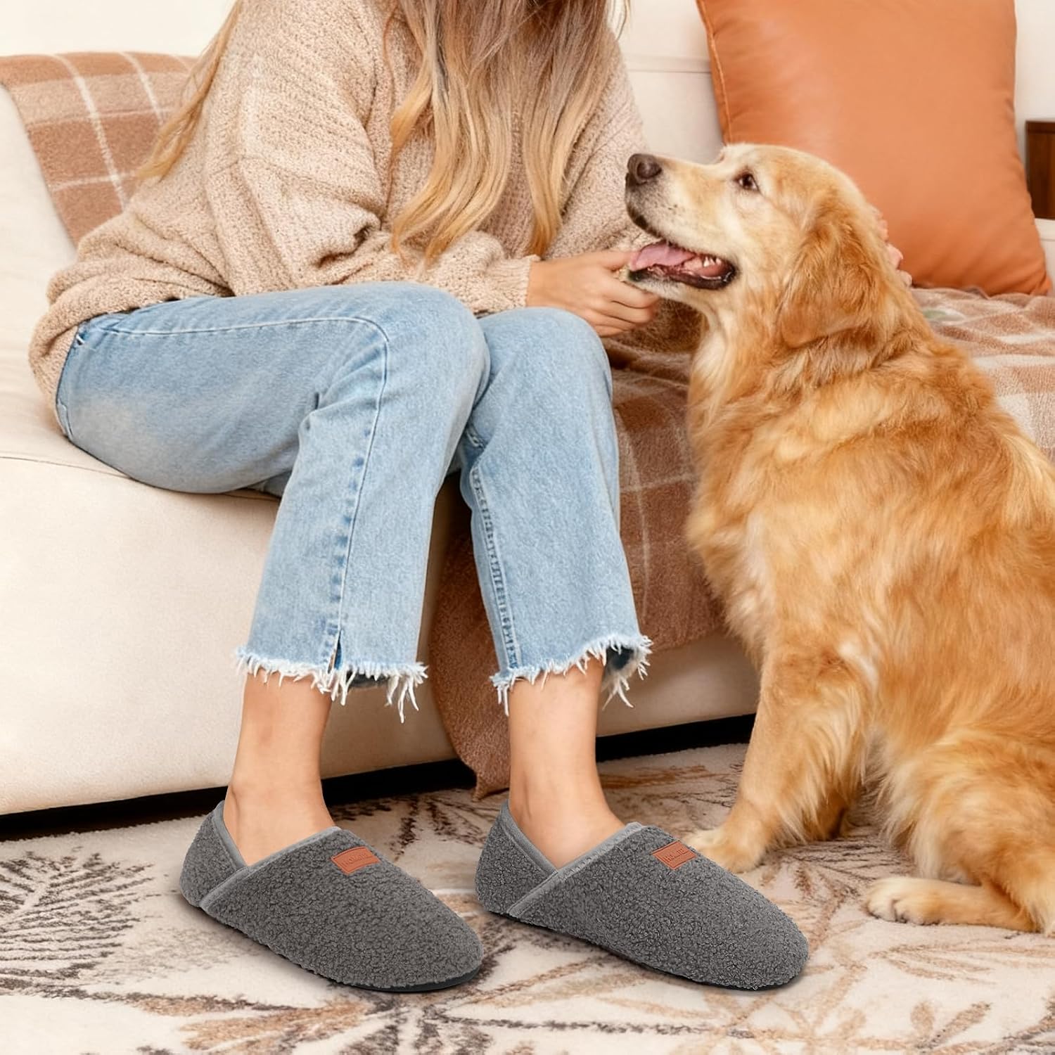 Homitem Womens Slipper Socks Indoor Bedroom Travel Neuropathy House Slippers for Woman, Comfy Fuzzy Christmas Gifts for Women Men Mom Elderly Seniors Pantuflas Para Mujer