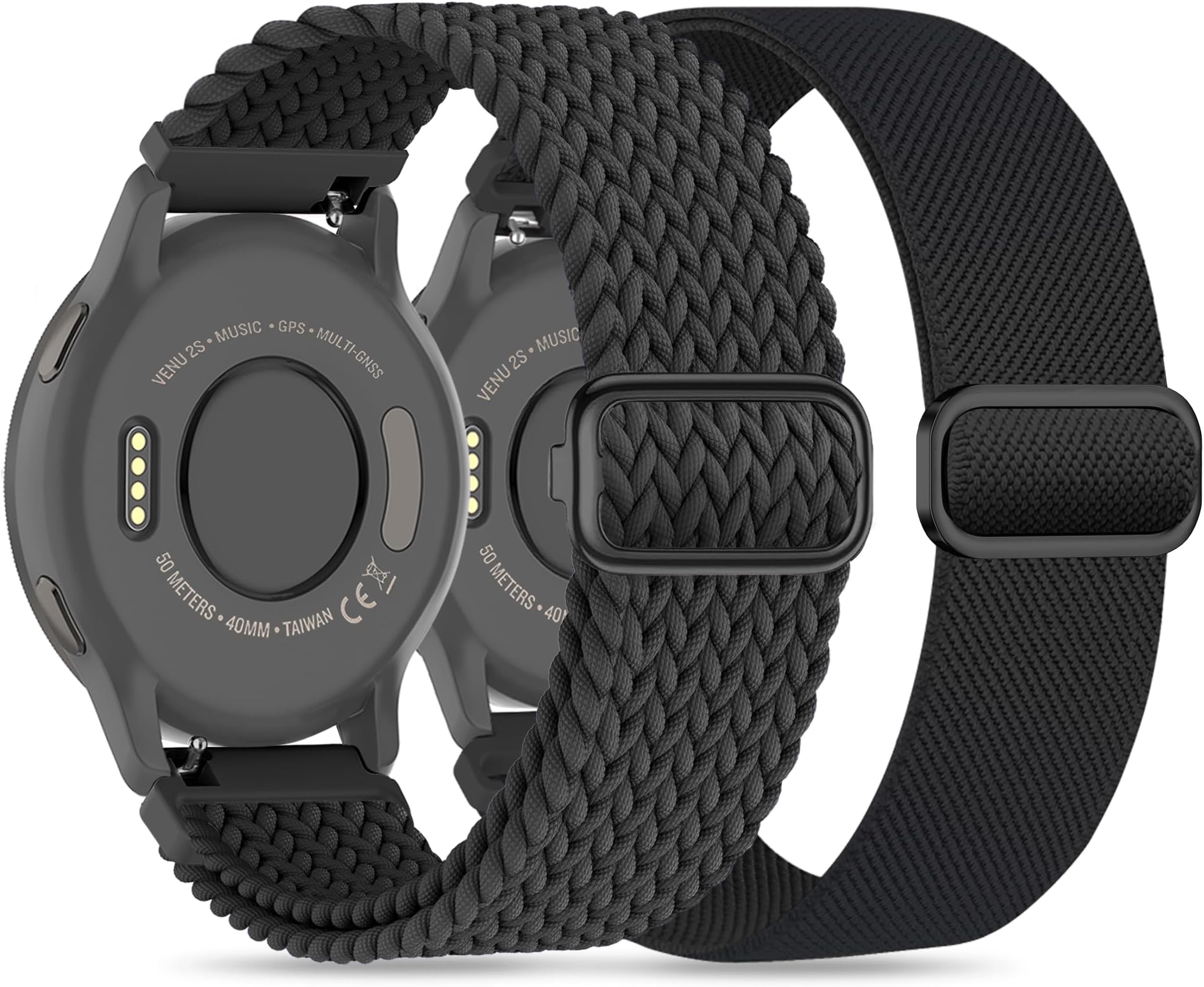 Laband 18mm Braided Stretchy Nylon Watch Band Compatible with Garmin Venu 2S/Venu 3S/Venu 4 41mm/Vivoactive 4S/Vivomove 3S/Forerunner 255S/Forerunner 265S,Quick Release Loop Soft Strap for Women Men