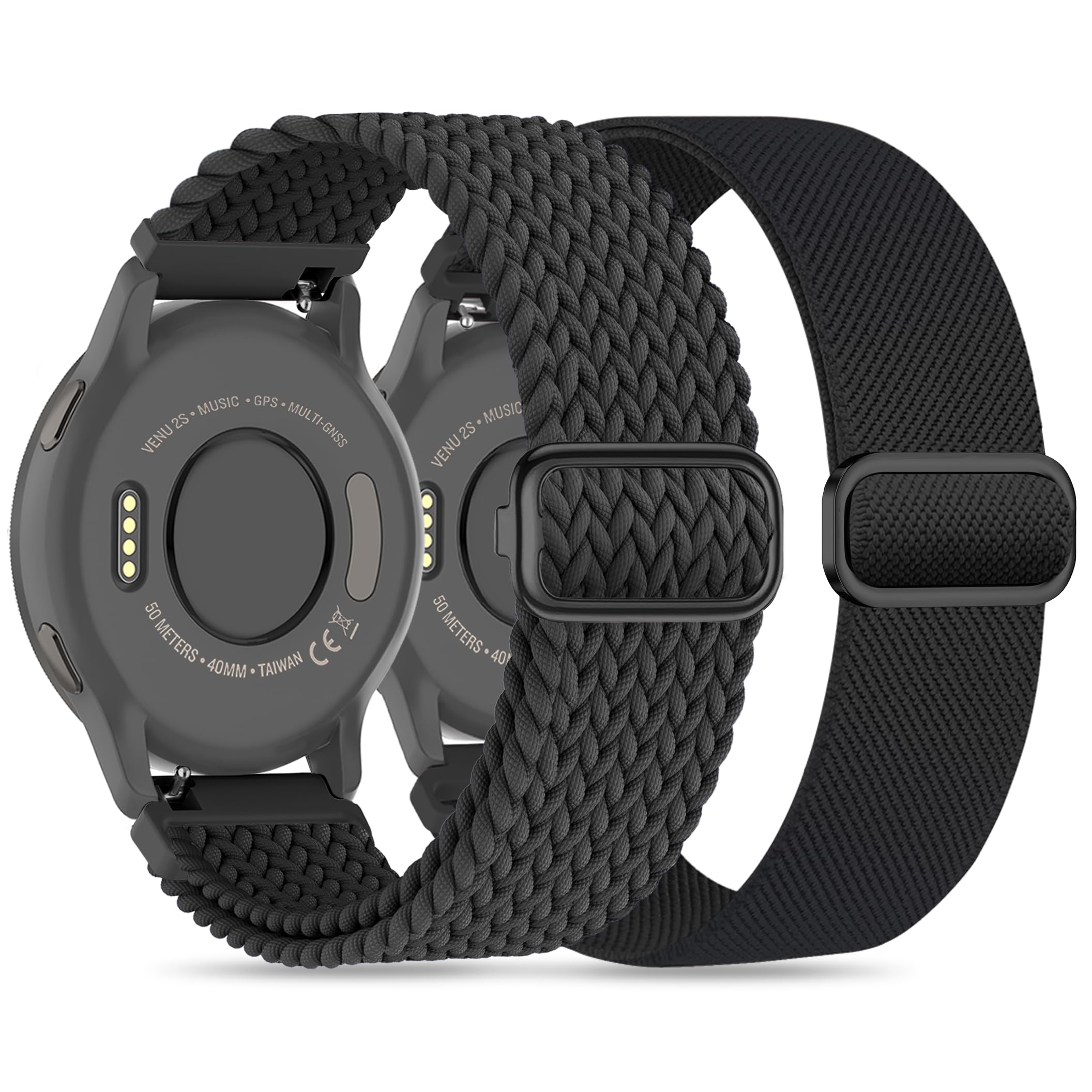 Laband 18mm Braided Stretchy Nylon Watch Band Compatible with Garmin Venu 2S/Venu 3S/Venu 4 41mm/Vivoactive 4S/Vivomove 3S/Forerunner 255S/Forerunner 265S,Quick Release Loop Soft Strap for Women Men