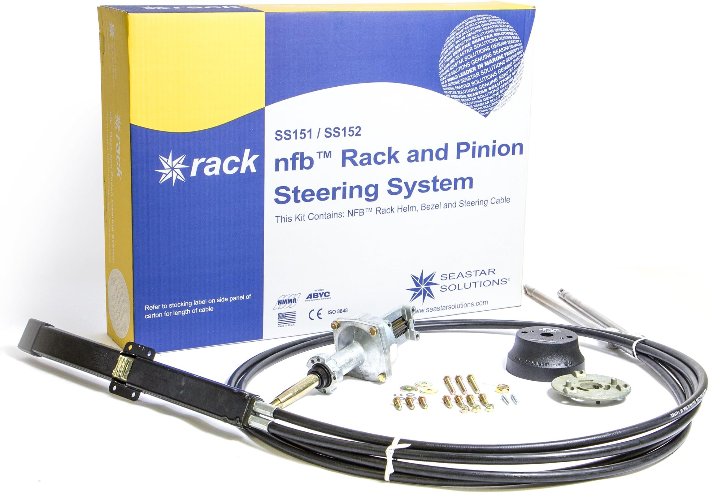 Dometic SeaStar NFB (No Feedback) Pro Rack Steering Kit with Dual Cables, SS15213, 13ft.