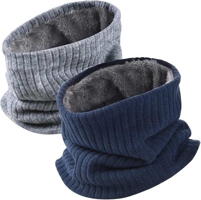 Winter Neck Warmer Gaiter Scarf - Warm Thermal Knitted Circle Snoods Face Mask Cap Tube Windproof Soft Fleece Lining Elastic Men Women for Cold Weather Cycling Motorcycle Skiing Outdoor Sports