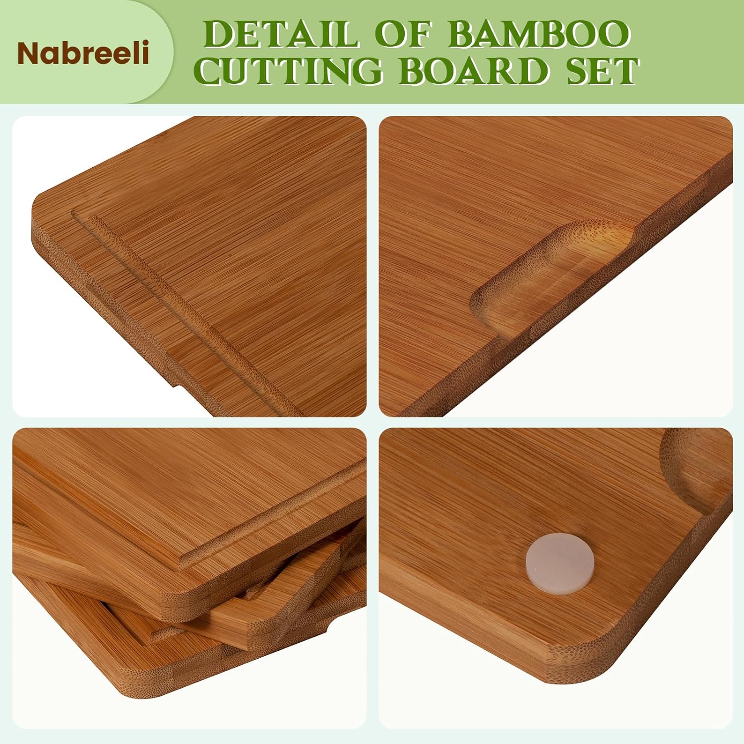 Bamboo Cutting Board Set of 3 with Holder– Large Wood Cutting Boards with Juice Groove & Handle Non Toxic Chopping Boards Set for Meat, Vegetables & Cheese – Deep Carbonized Kitchen Gift