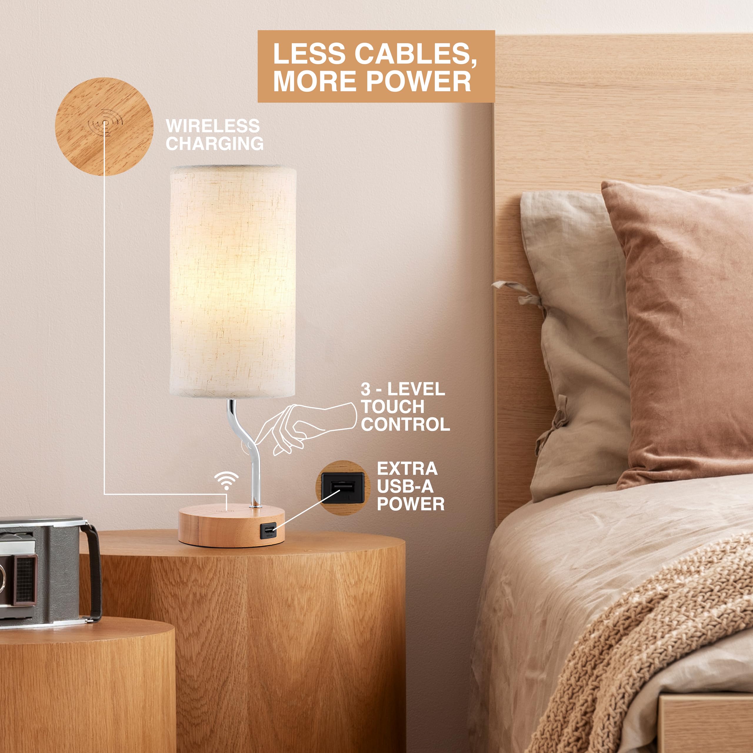 Side Table – Lamp Natural Tree For Bedroom, Accent Night