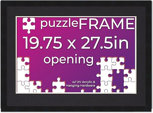 Miniatura 90 de Poster Palooza 16x20 Jigsaw Puzzle Frame Kit - Kit Includes Puzzle Glue Sheets, Black Wood Puzzle Frame with White Mat, UV Acrylic, Backing, Hanging