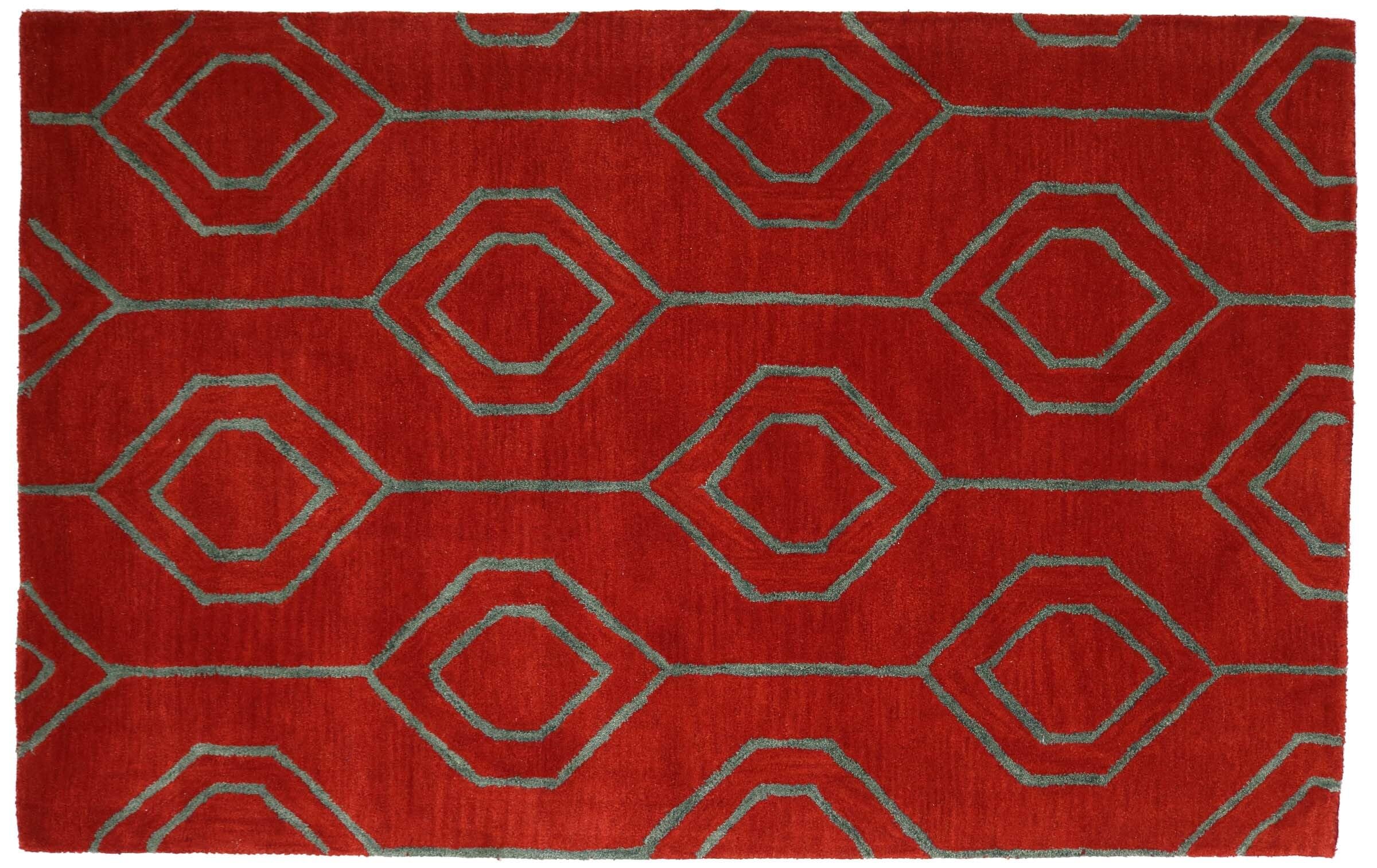 Tapis de sol rouge à motifs 120x180 pour un salon chaleureux