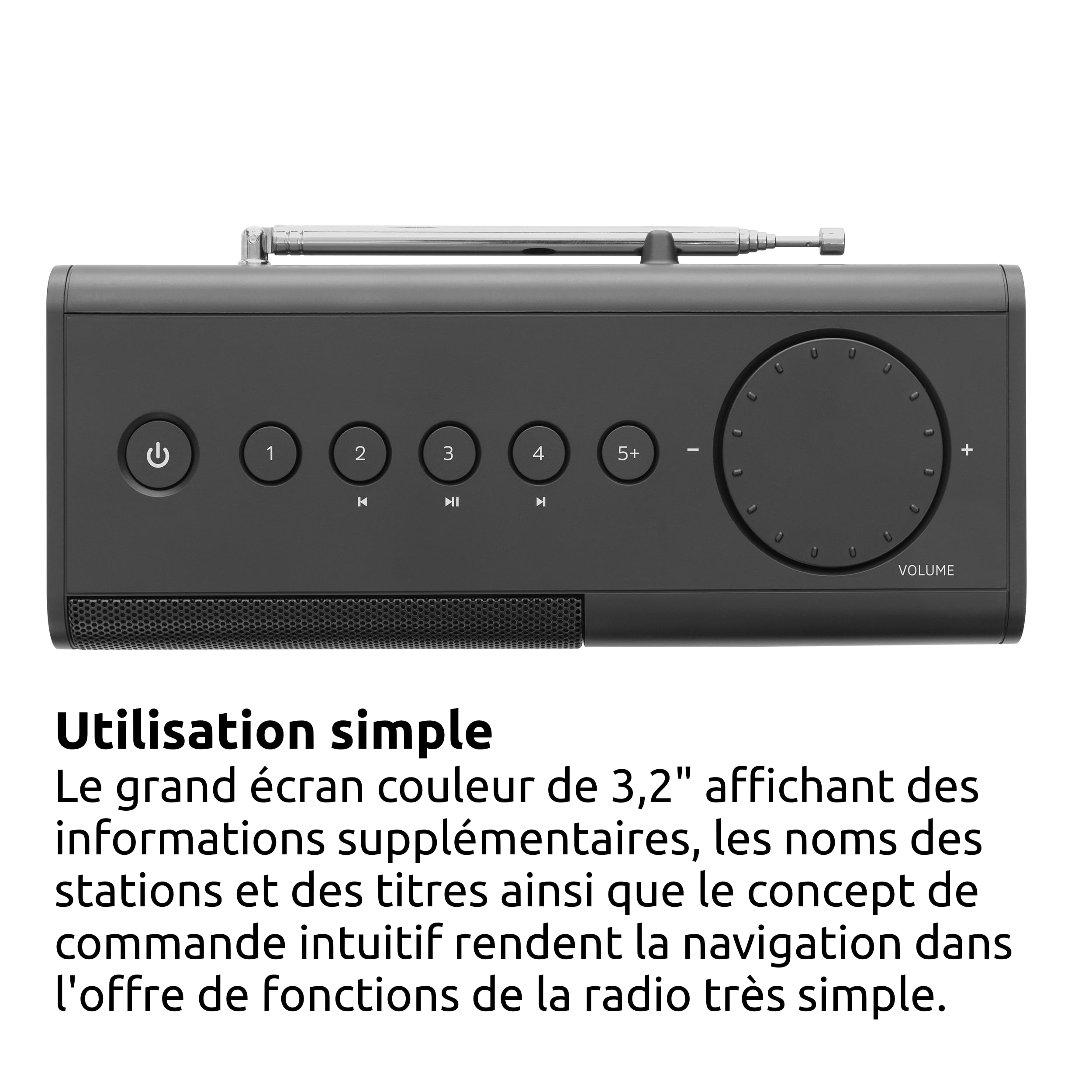 TechniSat DIGITRADIO 217 – Radio numérique Dab+ Compact et Portable (FM, écran Couleur, Bluetooth, présélections, Fonctionnement sur Secteur ou Piles, Double Alarme, favoris) Noir