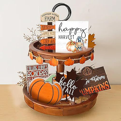Miniatura 3 de Decoración de otoño para mesa, caja de madera, letrero de feliz cosecha, farol, calabaza, otoño, Acción de Gracias, Halloween, decoración de