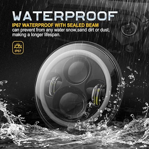 Miniatura 4 de Focos delanteros Led de 7 pulgadas con señal de giro DRLámbar + luces antiniebla Led de 4 pulgadas con anillo de halo DRL blanco para Jeep Wrangler