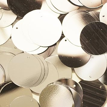 20mm Round Sequin Paillettes Silver Loose Sequins for Embroidery, Applique, Arts, Crafts, and embell