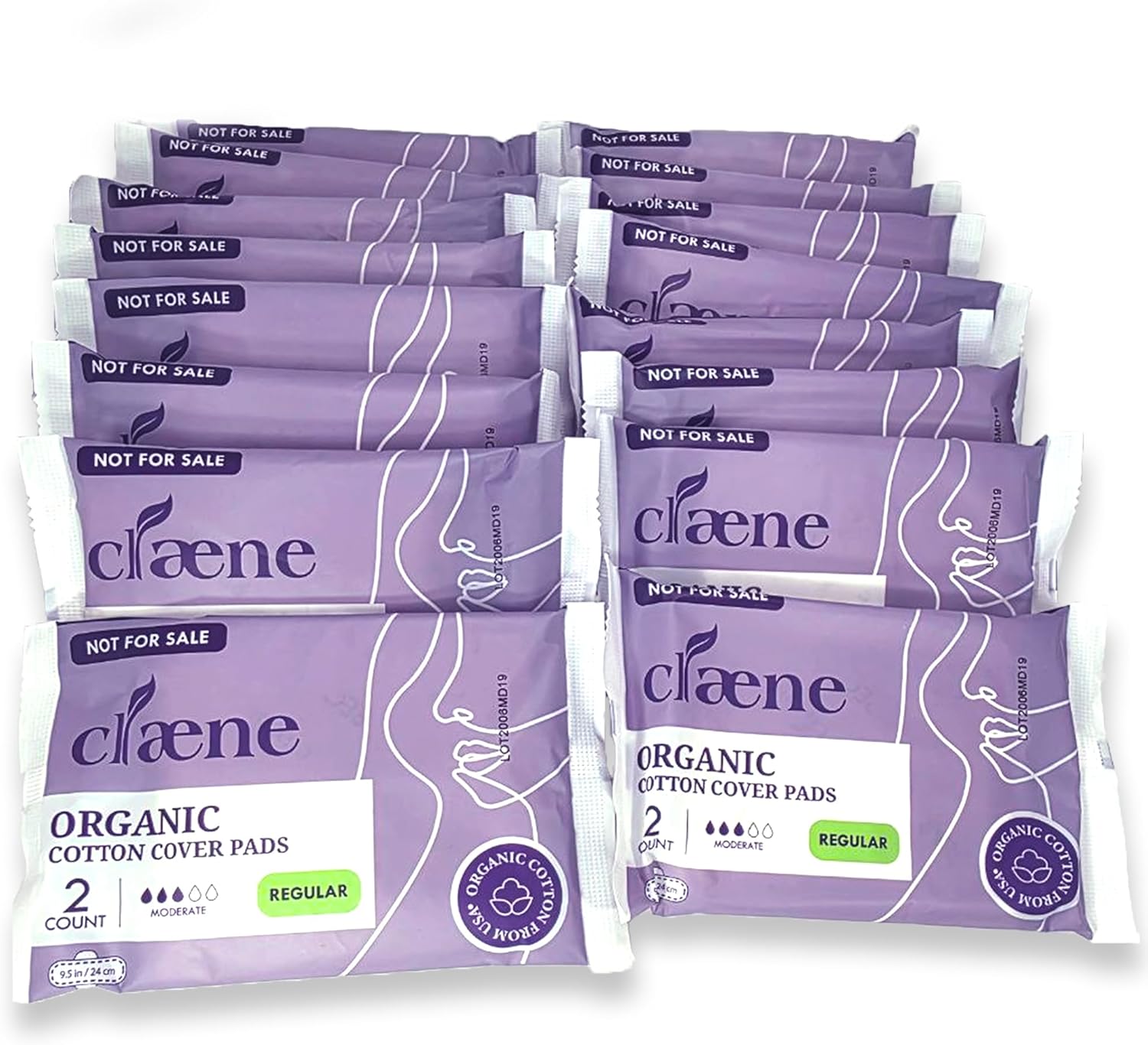 Claene Organic Cotton Cover Pads, Cruelty-Free, Menstrual Regular Sanitary for Women, Unscented, Breathable, Vegan, Organic Pads, Natural Sanitary Napkins with Wings- 200 Count Pack of 1