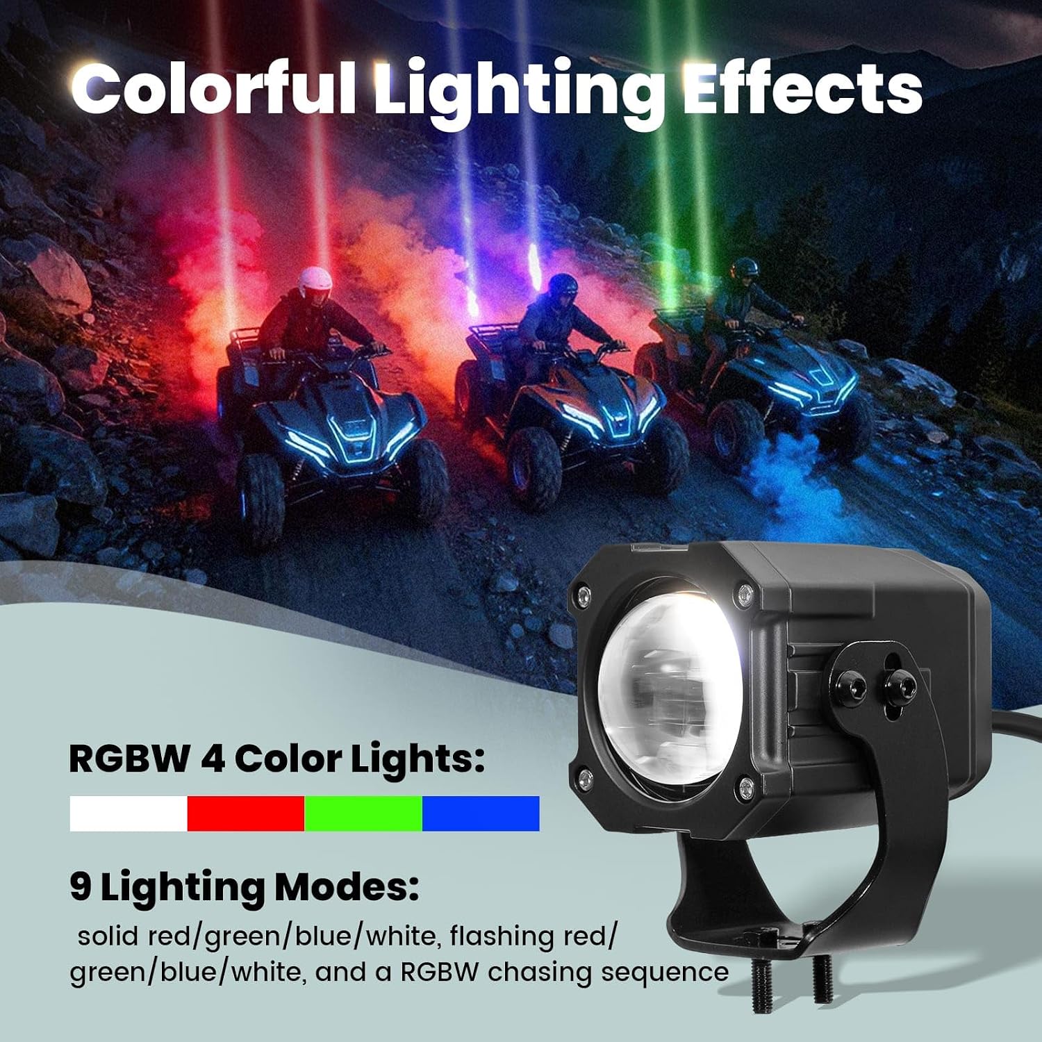 70mm Whipless LED Whip Lights for Side by Side RGBW Brighter Alien Lights for SxS UTV ATV Antenna Chase Light Whip with Remote & Switch 9 Light Modes Compatible with Polaris RZR Can-Am Maverick 2 Pack