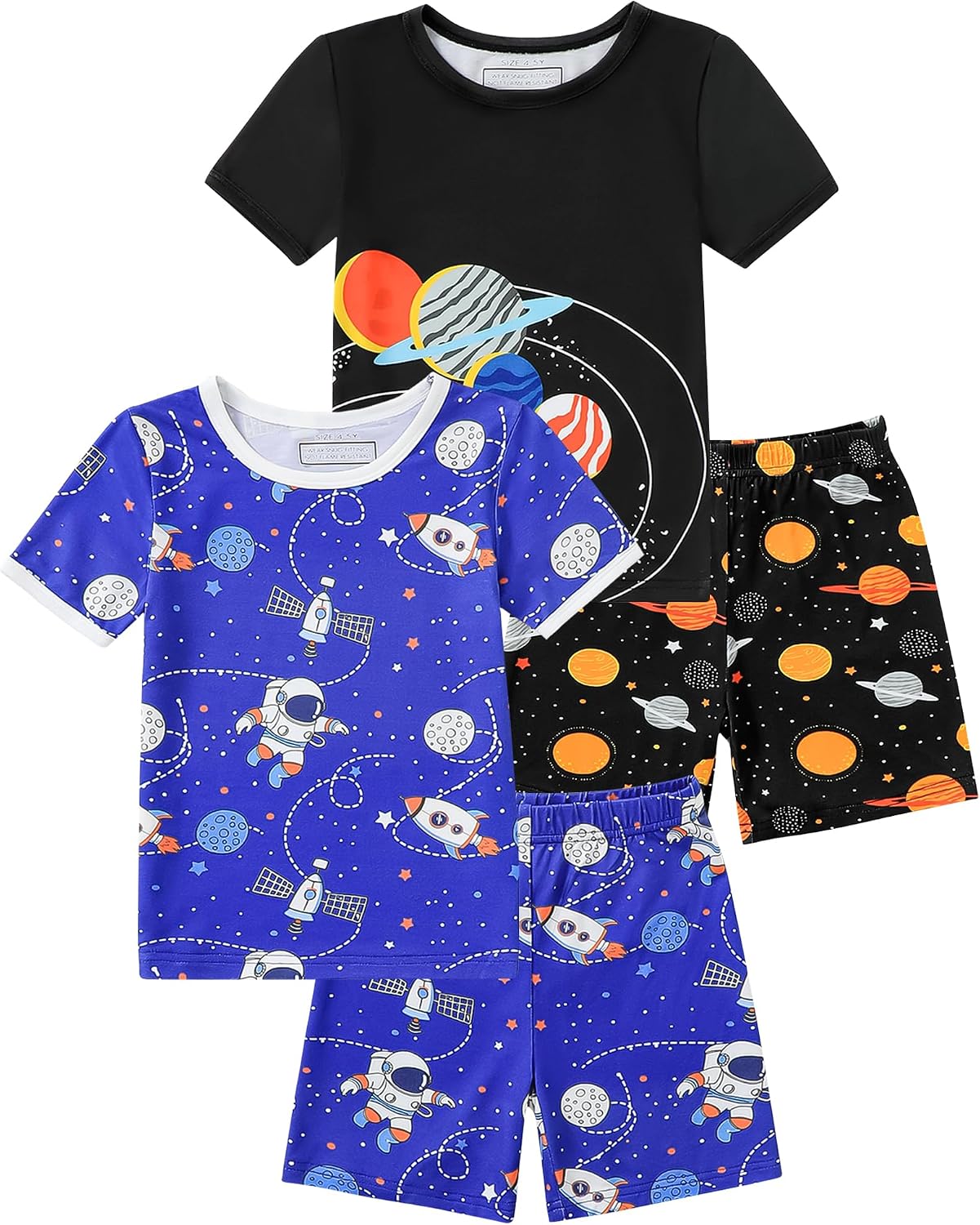 Mikrdoo toddler Boys Pajamas summer 4 piece Viscose from Bamboo snug shorts pjs sets soft Breathable sleepwear size 2-8 Years