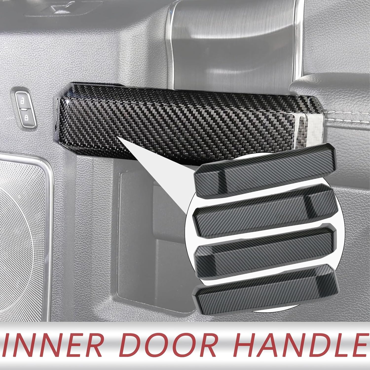 TQPONLY Interior Inner Door Handle Cover Trim | Fits 2015-2020 Ford F150 SuperCrew Truck Accessories Replacement | 1 Set Front and Rear Door Armrest Pull Handle (Carbon Fiber)