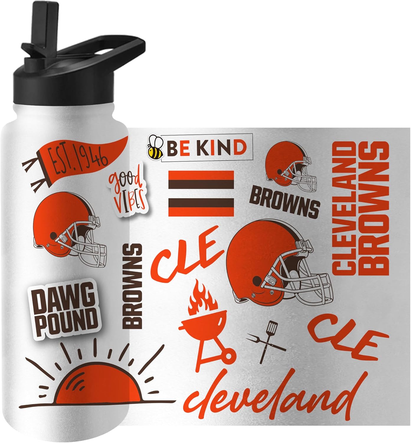 FANMATS NFL 34 oz Quencher Tumbler — Stainlees Steel | 34 Fluid Ounces | Native Design | Built-In Straw