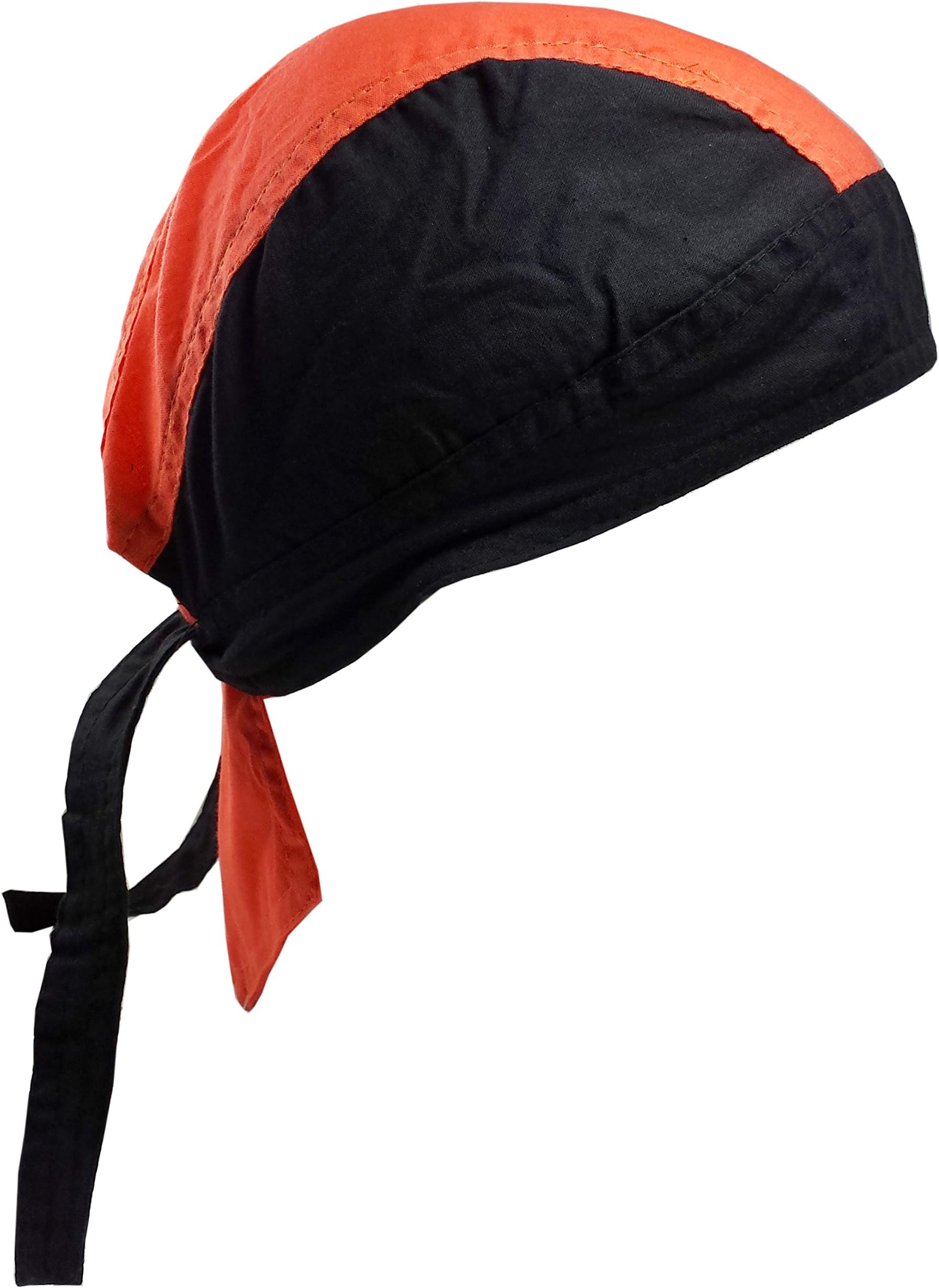 Blaze Orange & Black Cotton Bandana Biker or Hunter Head Wrap DanBanna Deluxe