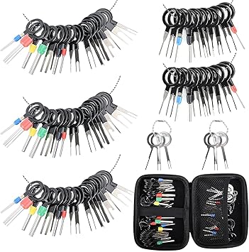 Terminal Pin Removal Tool Kit 82 Pcs Depinning Electrical Connector Pin Extractor Tool Set Wire Terminal Release for Automotive Car Household Devices - Black