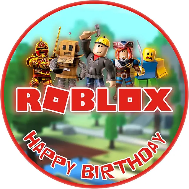 ROB_LOX FAN Essbare Tortendeko Tortenbild Fondant Rund Ø20CM - Roblox Figur