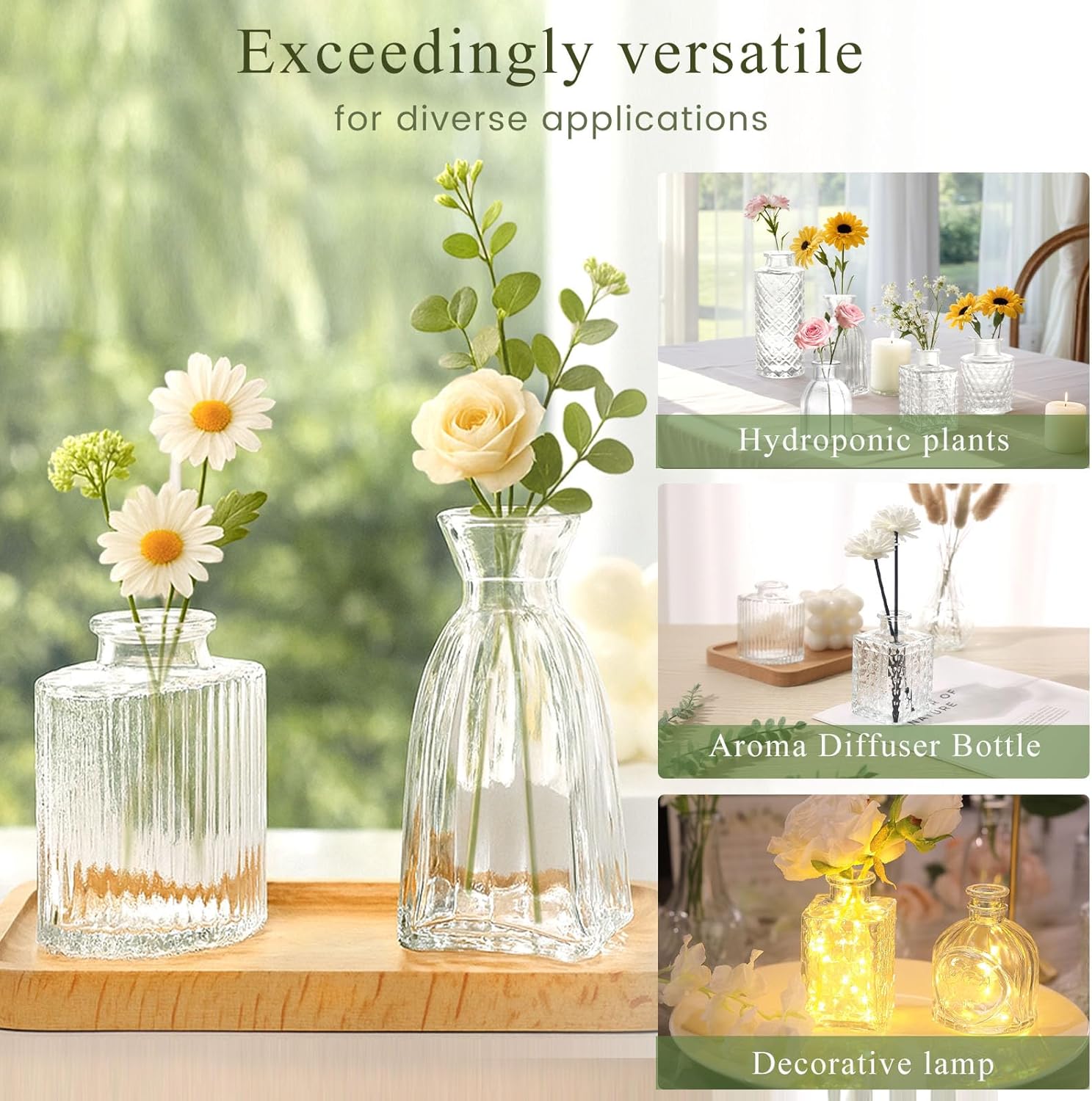 DomeStar 16PCS Glass Bud Vases Set, Small Clear Cylinder Vases for Plant Propagation Station Plant Terrarium, Vintage Clear Bud Vase in Bulk for Rustic Wedding Centerpieces Home Table Flower Decor - Image 4
