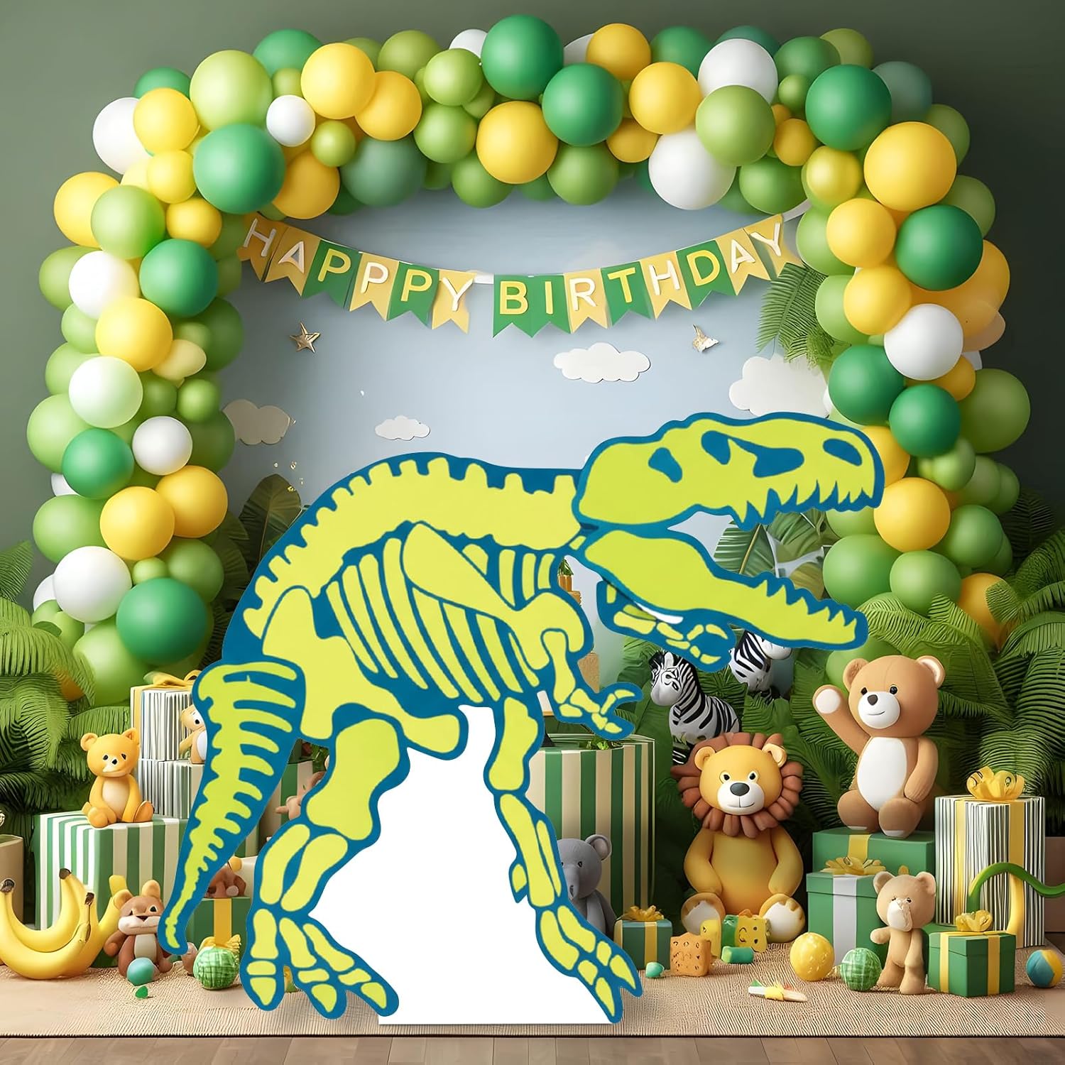 4 ft Dinosaur Life Size Cardboard Dino Dig Large Standup Cutout Theme Party Decorations Backdrop Photo Props Cardboard Stand up for Animal Jurassic Theme Party Supplies