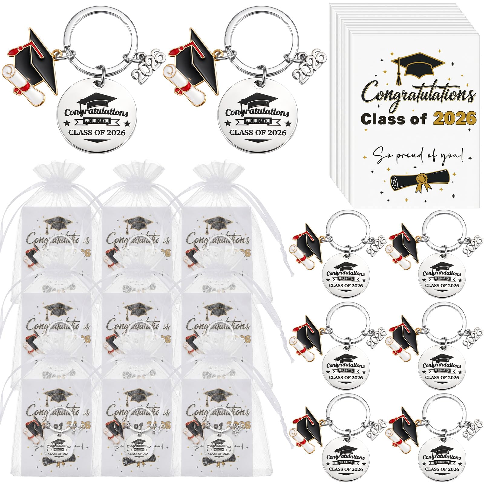 Namalu 12 Set End of Term School Leavers Gifts, Class of 2026 Teacher Gifts for Students, Motivational Graduation Keychain Bulk for Pupils from Teachers (Class of 2026)