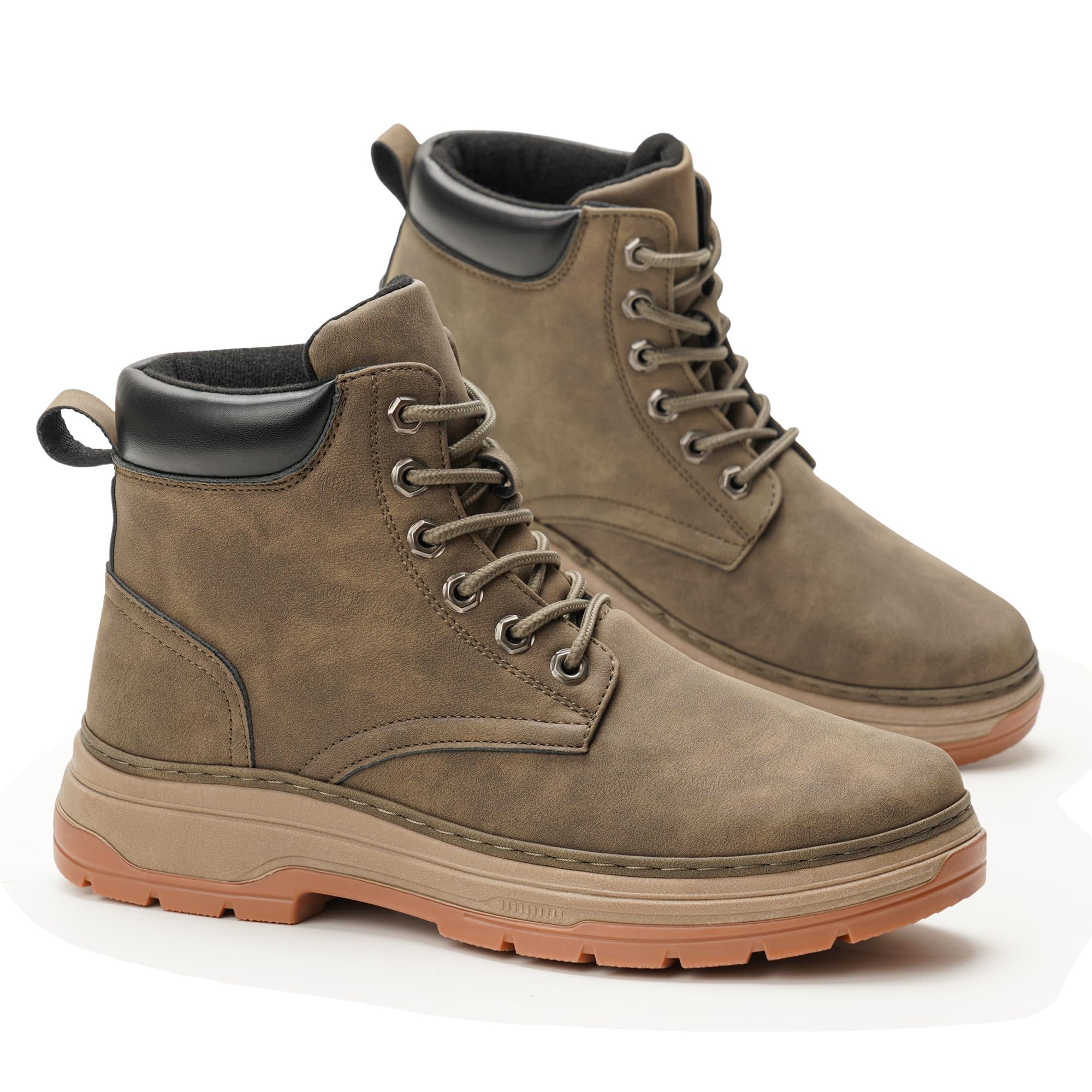 GLAMORA Botines Hombre Impermeables, Botas Invierno Hombre con Cordones, Botas Trekking Senderismo Montaña Antideslizantes, Botines de Caña Media con Suela Gruesa