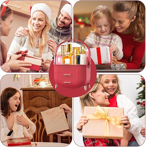 Miniatura 5 de MASSY Caja de almacenamiento de maquillaje con forma de huevo (Oval), organizador portátil de cosméticos de tocador de encimera Preppy