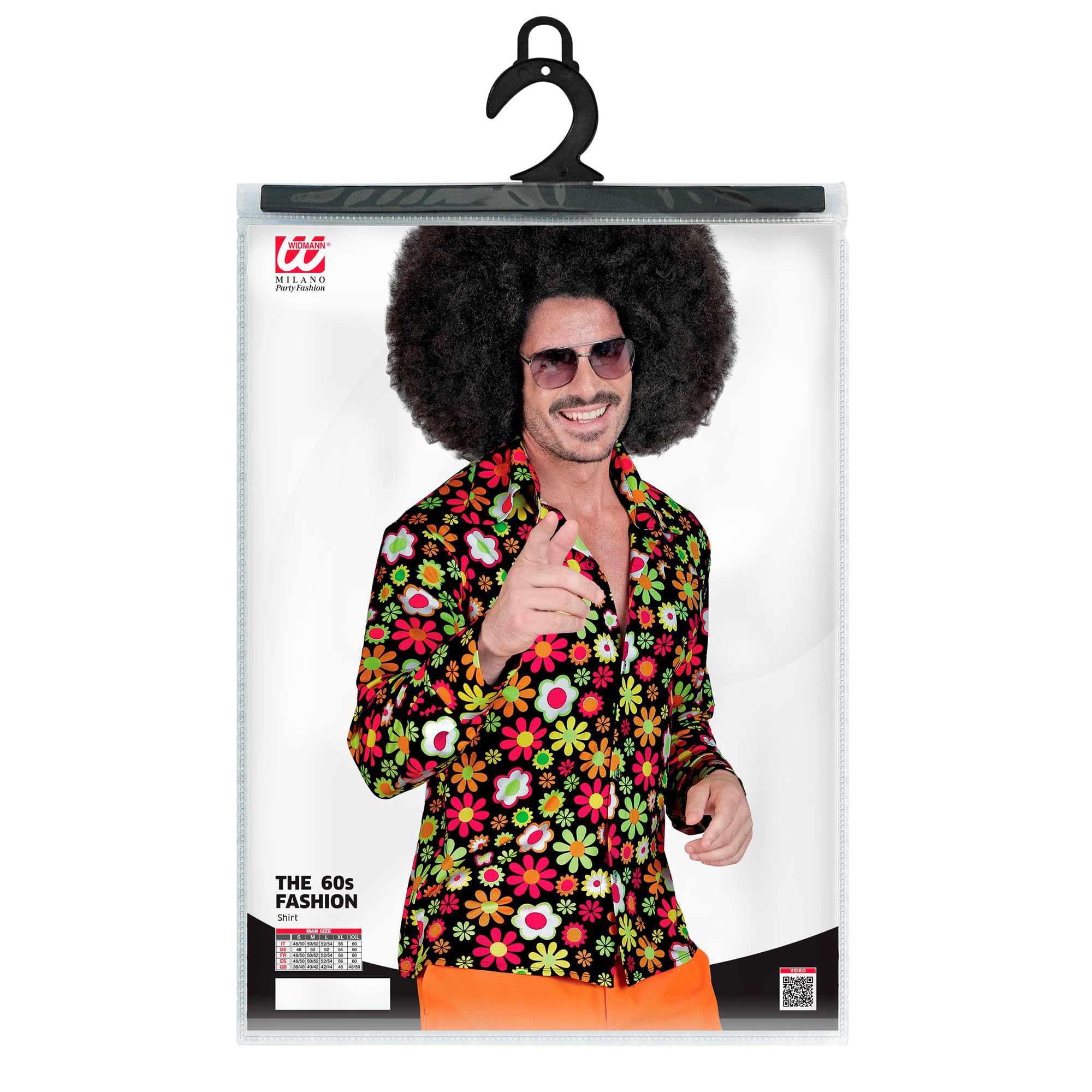 Widmann W MILANO Party Fashion - Shirt Hippie, Hipster, Flower Power, 60s Outfit, Fancy Dress Costumes, Flowers, S-M - Image 2