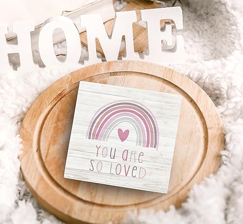 Miniatura 55 de SRADMO Letrero de madera con texto en inglés "You Are So Loved Rainbow Heart Wood" para decoración de escritorio, con citas inspiradoras para niños