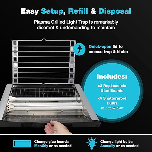 Miniatura 5 de Catchmaster Trampa de luz a la parrilla de plasma vectorial, trampas para moscas de luz UV, trampas para mosquitos para interiores de casa,