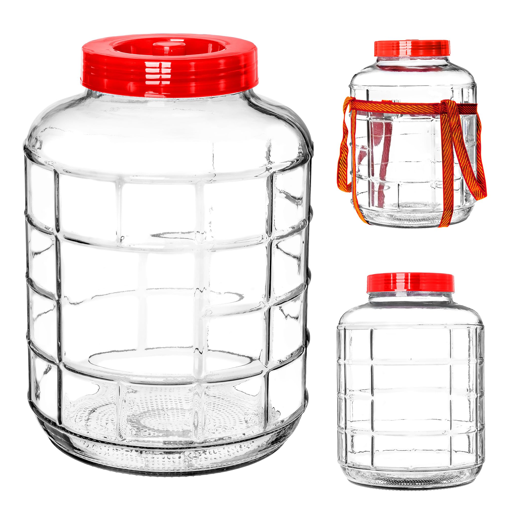 KADAX Gärballon 8L, Glasballon mit Deckel aus Kunststoff, Weinballon, Glasgärballon, universelles Glas, Gurkenglas, Vorratsglas, Aufbewahrungsglas, Gärbehälter, Einkochglas