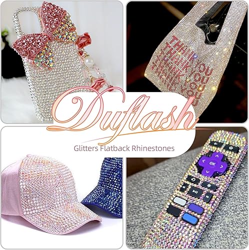 Miniatura 5 de Duflash 50000 diamantes de imitación transparentes de resina AB con parte trasera plana, diamantes de imitación de resina de gelatina de 0.118