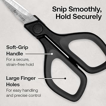 AnySharp Combo Pack Knife Sharpener and Mini Scissors - Easy to Use Sharpening Tool with PowerGrip Suction Base and 20-Degree Pre-Set Angle - Flex-Resistant Scissors with Soft-Grip Handle