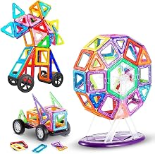 LIVEHITOP 116 Piece Magnetic Building Blocks Kit, Building Games Bricks Sticks Magical Magnet Ferris Wheels Educational Toy Gift Children's Day Creative for 3 Years Old Children