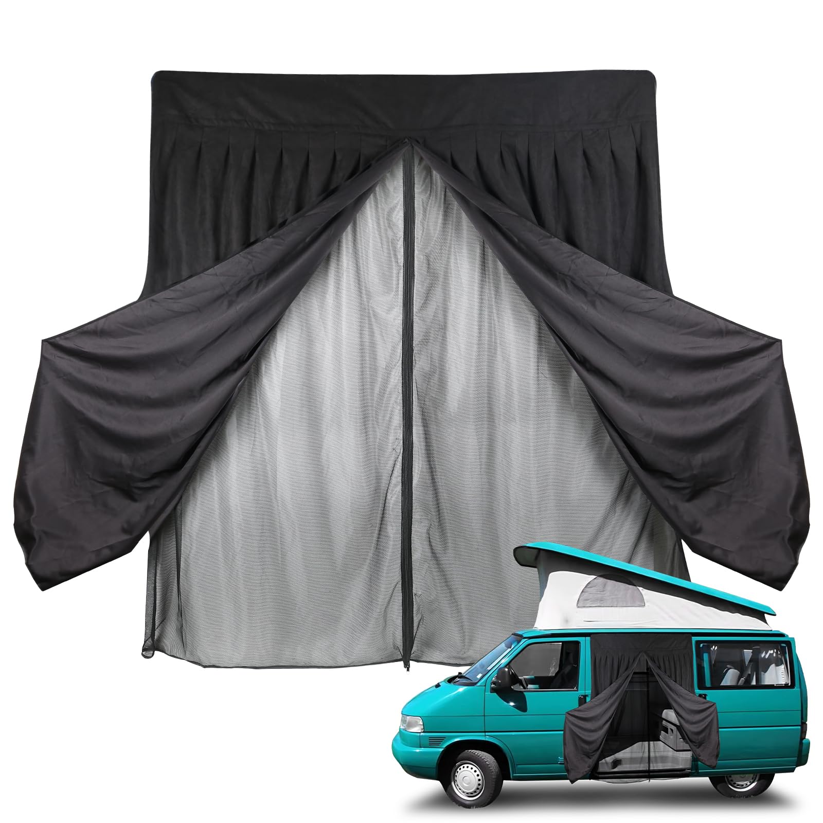 Moskitiera zastępcza do VW T4 1999-2003, moskitiera na drzwi boczne, dwuwarstwowa, magnetyczna moskitiera z zamszem na zewnątrz, do owadów, na kemping, drzwi boczne, podwójna warstwa
