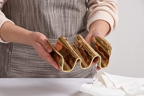 Miniatura 7 de Pampa Bay Soporte para tacos de porcelana chapada en titanio, 7.5 pulgadas, tono dorado, horno, congelador, apto para lavavajillas