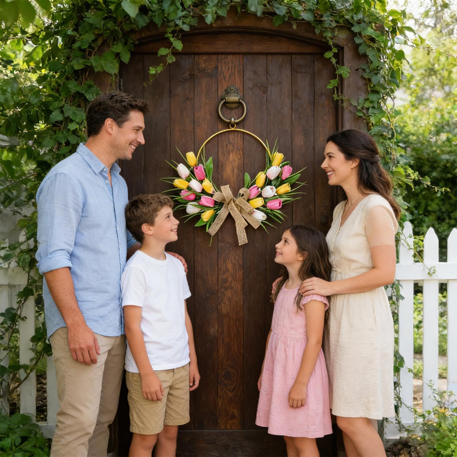 Besshepplo Ghirlanda Primaverile Di Pasqua In Acrilico – Fiori Colorati Per Porta, Camino E Parete, Decorazione Natalizia E Festiva, Resistente E Riutilizzabile