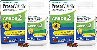 PreserVision AREDS 2 Eye Vitamin & Mineral Supplement, Contains Lutein, Vitamin C, Zeaxanthin, Zinc & Vitamin E, 120 Softgels (Packaging May Vary) (Pack of 2)