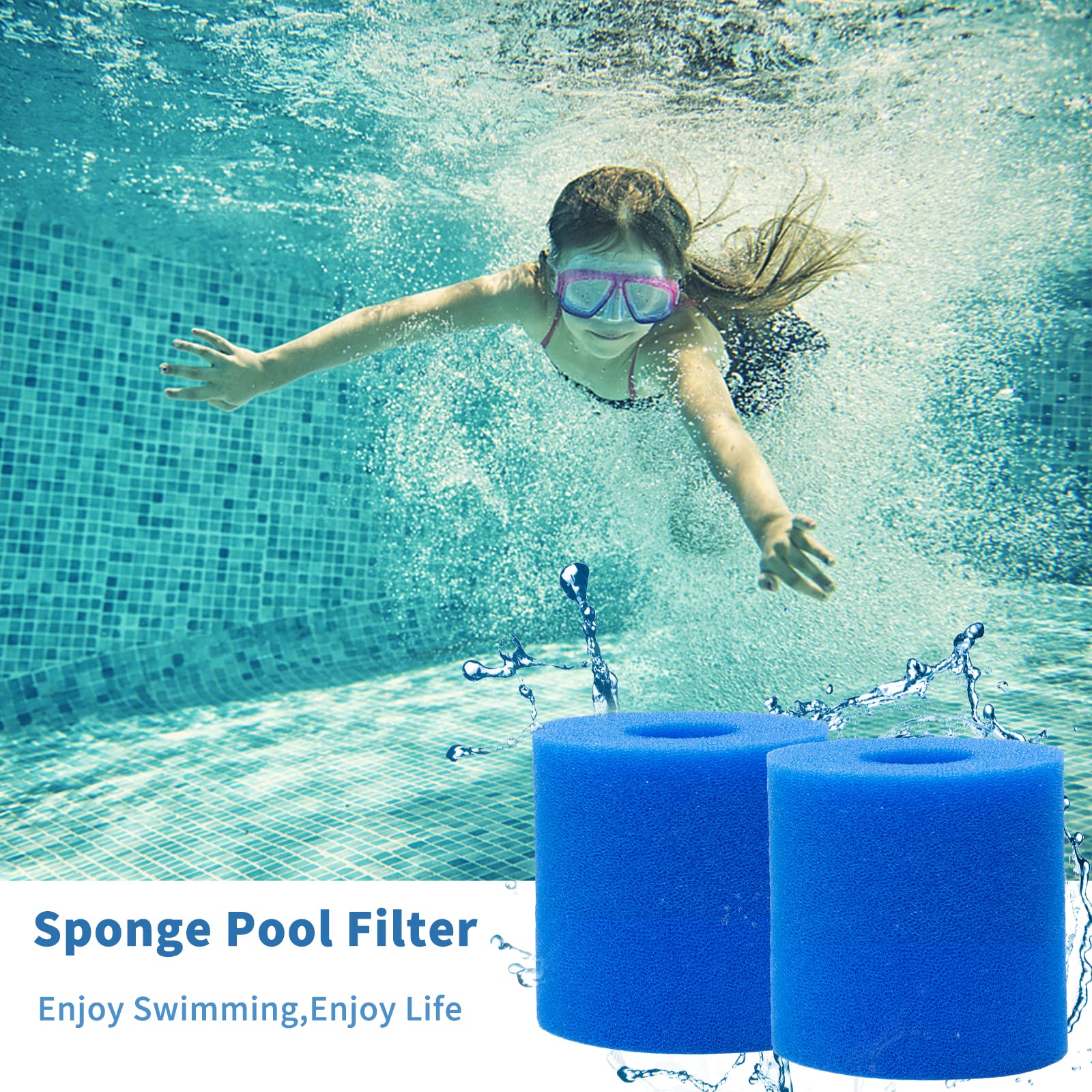 Cartouche de Filtre éponge pour Intex Type H, Filtre Piscine h, Éponge De Filtre Réutilisable Lavable, Filtres en Éponge Adaptés aux Piscines (Filtre H-4pièces)
