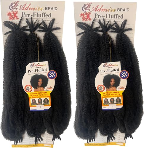 Admire Pre-Fluffed Braid Twist - 24 Inch - Color 1 -Pack of 2- Afro Kinky Hair
