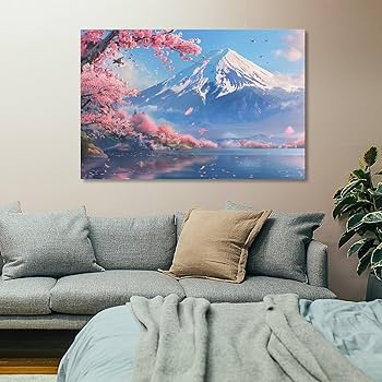 絵画 インテリア絵 額付 (黒) 油絵 F4-080711 風景（春 満開の桜