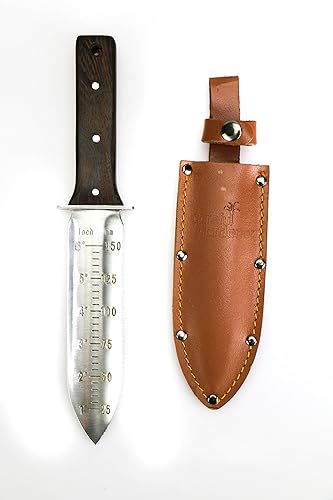 Miniatura 4 de Hori Hori - Cuchillo japonés de jardinería prémium - Cuchillos de jardín de espiga completa con funda de cuero