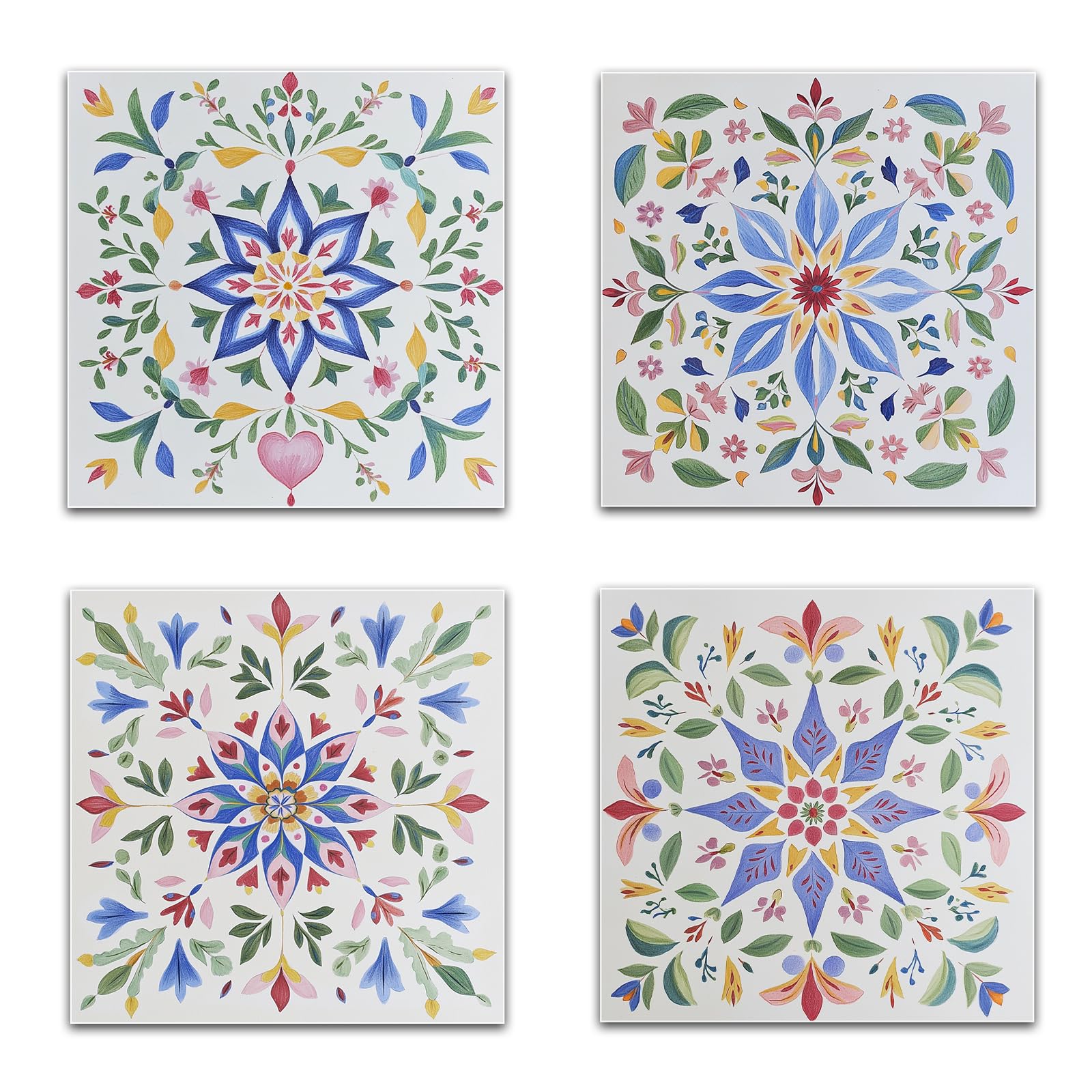 SNEMUDF 4 PCS Swedish Kitchen Dishcloth Hand Drawn Pattern Floral Fruit Absorbent Cotton Kitchen Dish Towel for Party Home Housewarming Cleaning