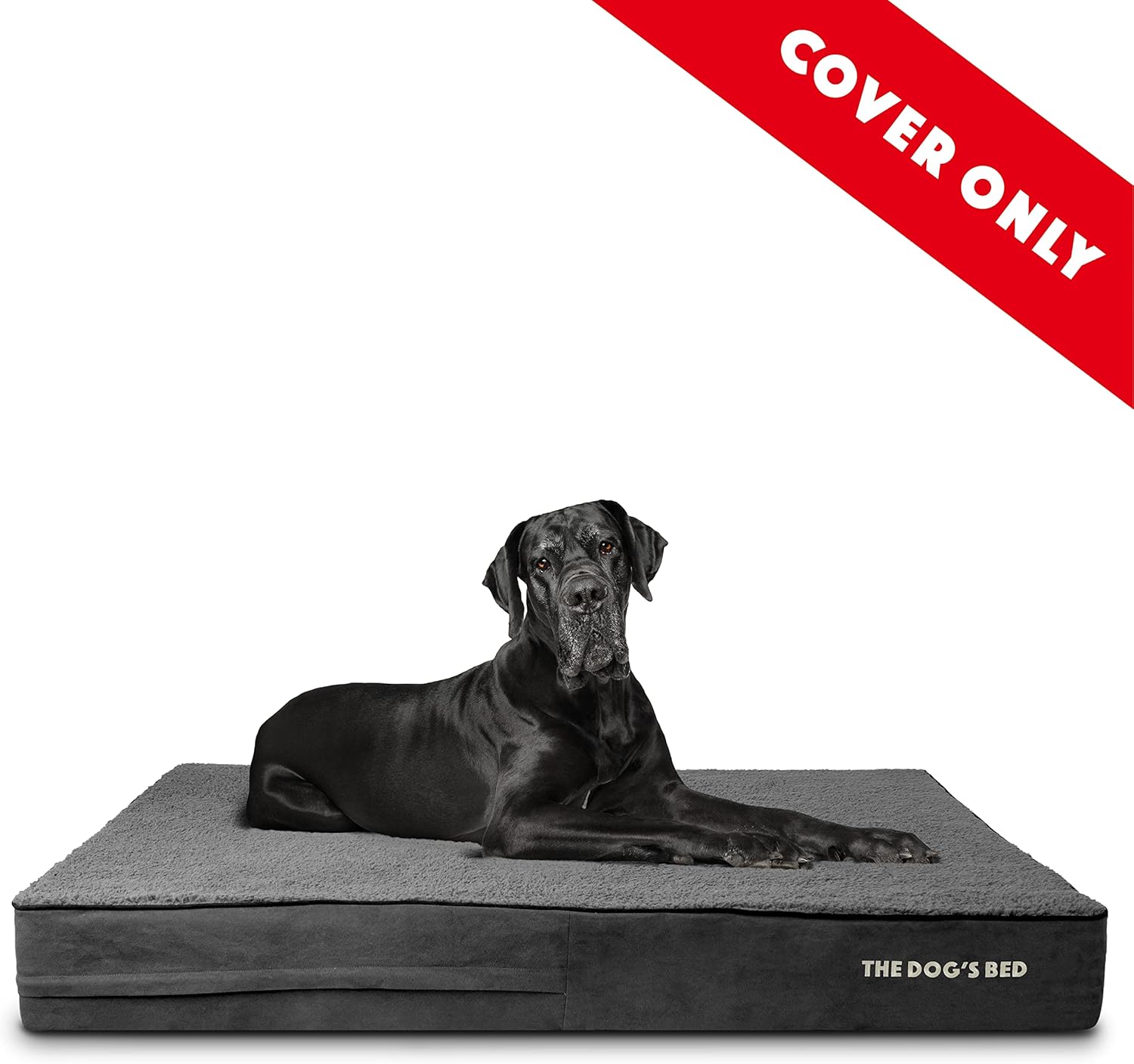 The Dog’s Bed Replacement Outer Cover, Plush Fabric, Grey Plush, XXL, 6-Inch