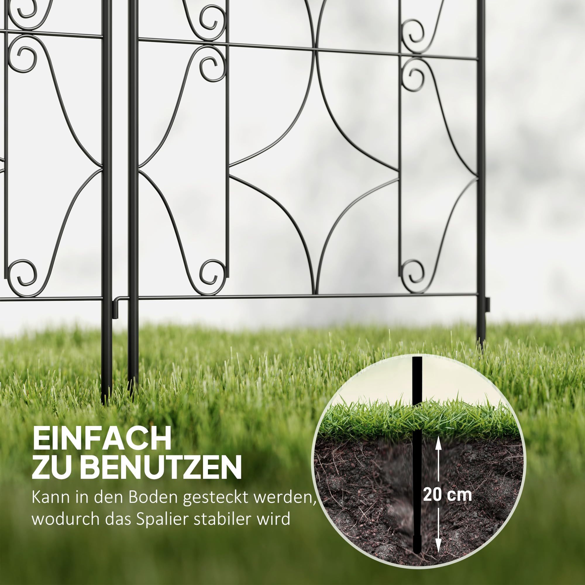 Outsunny Rankgitter Metall 2er Set zum Stecken rostfrei 50x150 cm Schwarz | Rankhilfe für Kletterpflanzen, Garten Spalier, für Zimmerpflanzen, Pflanzenspalier, für Tomaten Gemüse Blumen
