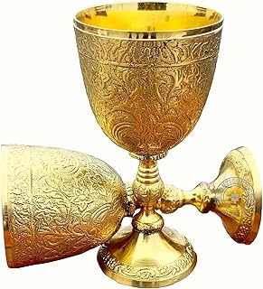 THE ANTIQUE HOUSE Chalice Goblet Brass Royal Celebrations Elegant Wine D...