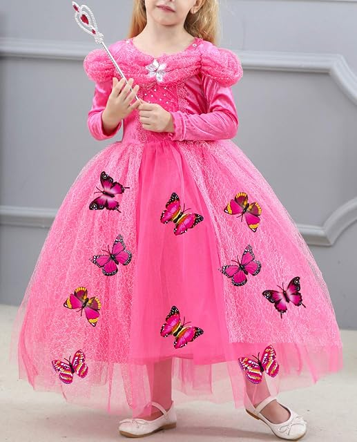 Foto 5 de 7 de Monissy Disfraz de Ropa Niño Princesa Vestido de Varios Niveles Encaje Azul Manga Larga Tul Brillante…