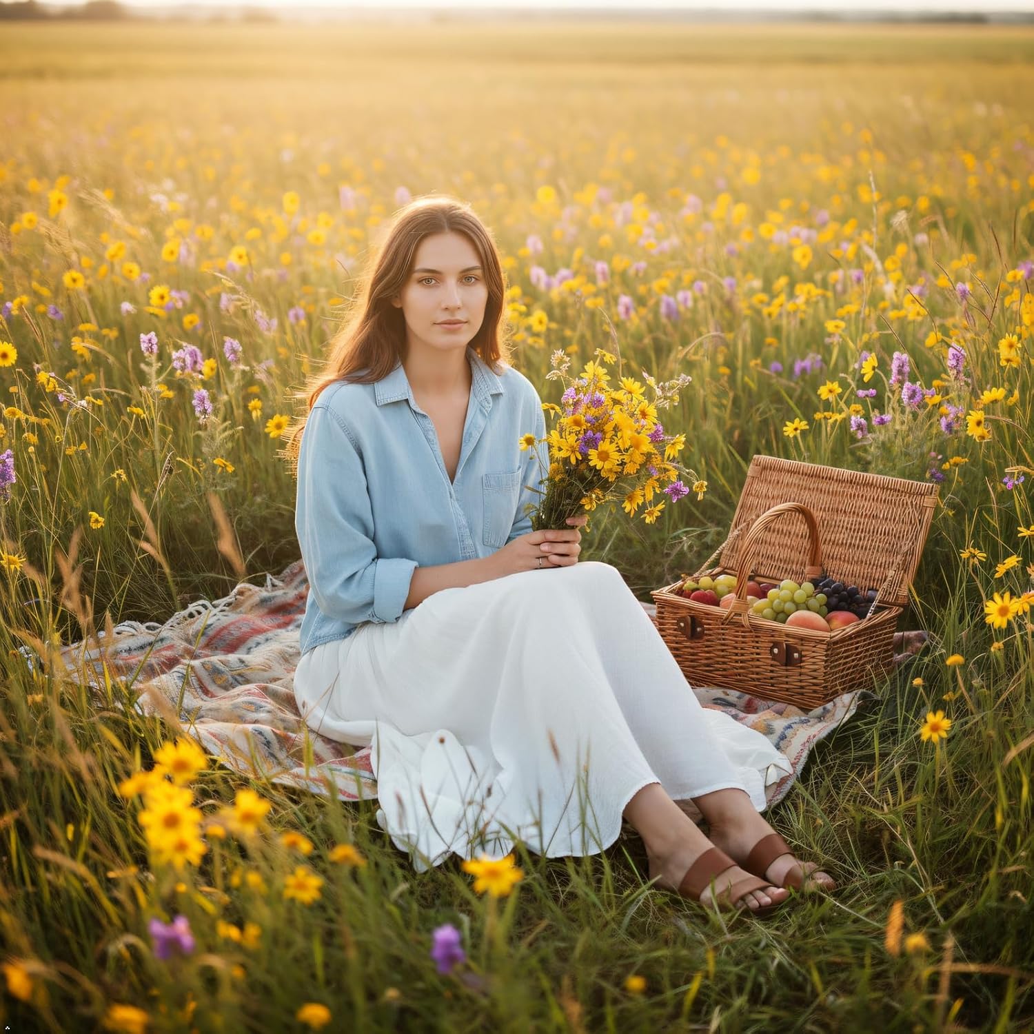 Phorecys Women's Cotton Maxi Skirt Elastic Waist A-Line Flowy Long Skirts Boho Gypsy Renaissance - Image 2