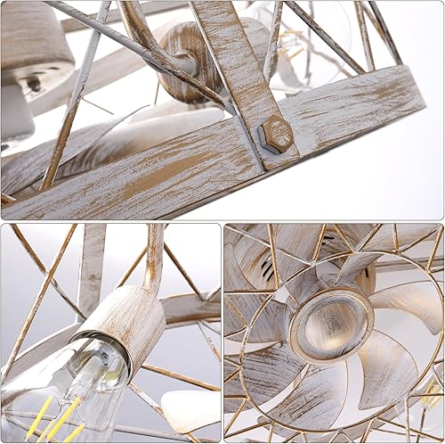 Miniatura 5 de COCOSTAR Ventilador de techo enjaulado con luz empotrada, ventilador de techo enjaulado blanco con luz de 20 pulgadas, ventilador de techo cerrado