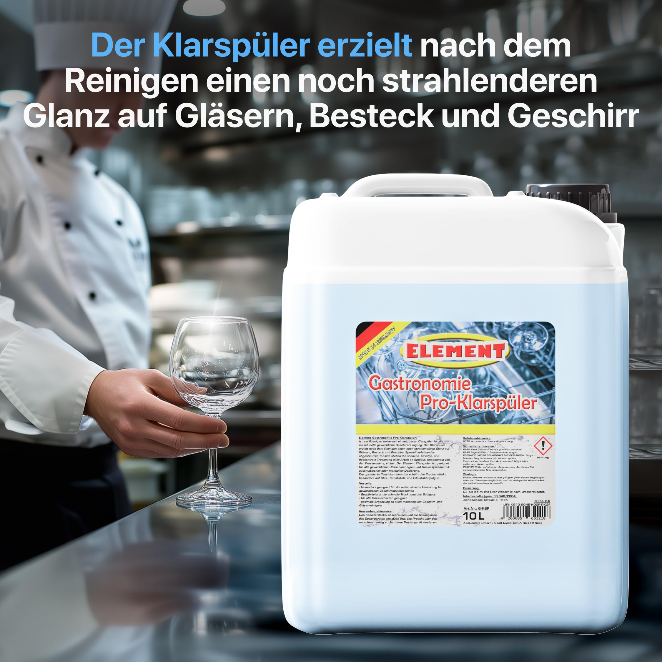 Klarspüler für gewerbliche Spülmaschinen flüssig 10 Liter Maschinenspülmittel Profi für gewerbliche Spülmaschinen Geschirrspülmittel Maschinenklarspüler
