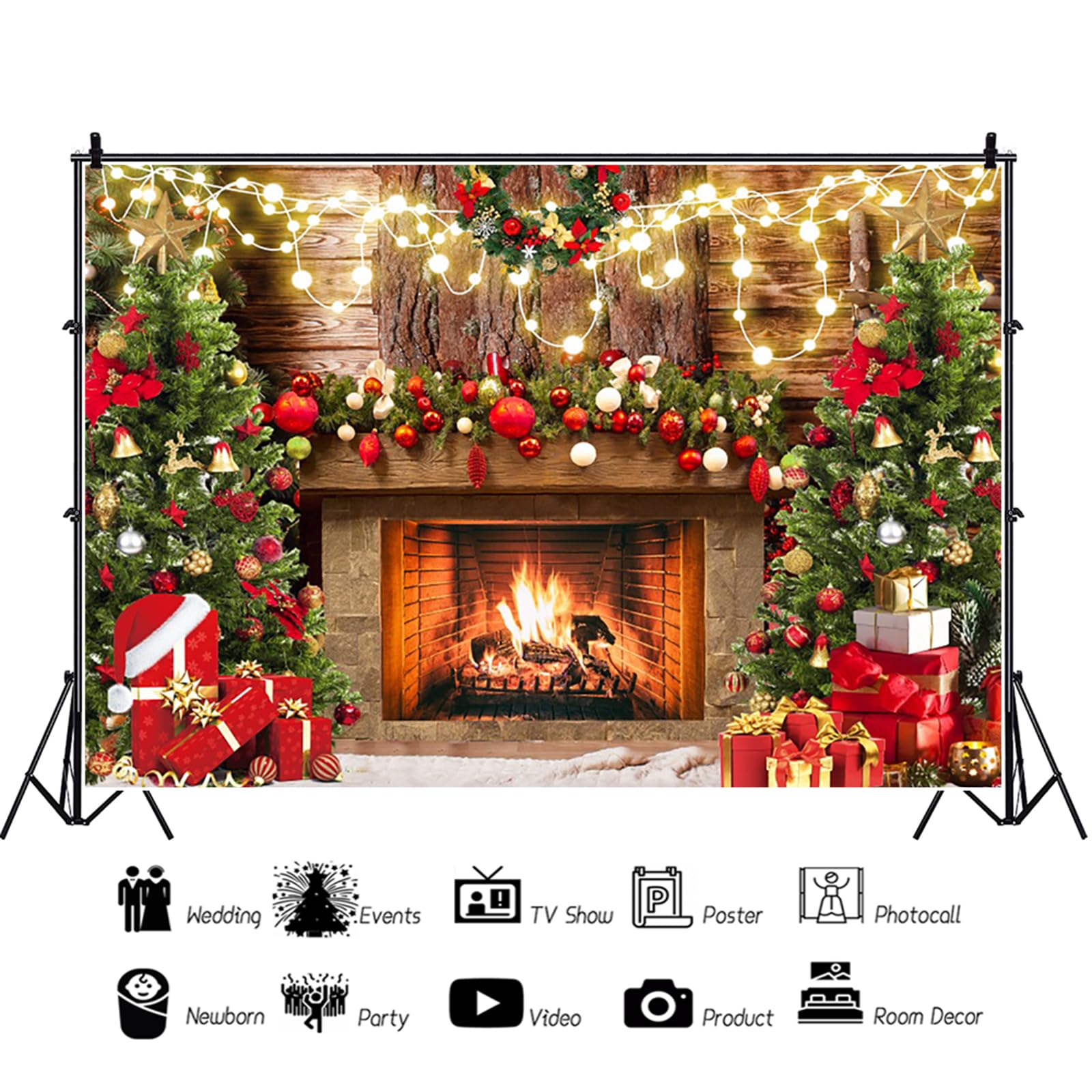 LTLYH 7x5ft Christmas Rustic Wood Photography Backdrop Christmas Party Banner Decoration Backdrop Xmas Ave Wooden Floor Photo Backdrop 196